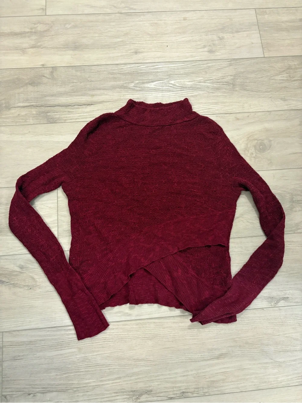 Free People Burgundy Cowl Mock Neck Sweater